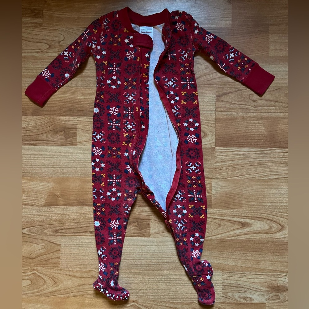 Hanna Andersson Red and White Patterned Footie